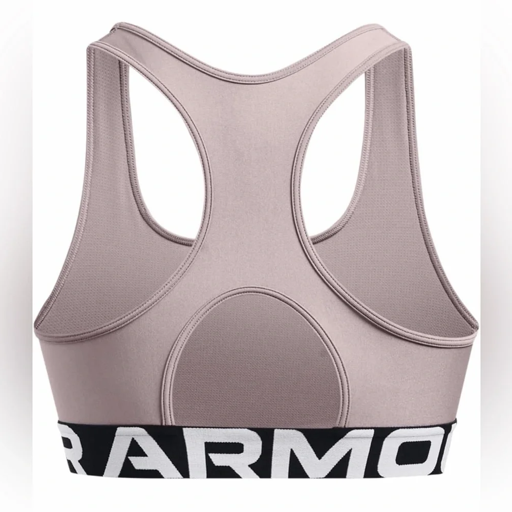 Under Armour HeatGear Mid Impact Branded Bra Tetra Gray/White Womens Size XL - Picture 5 of 10